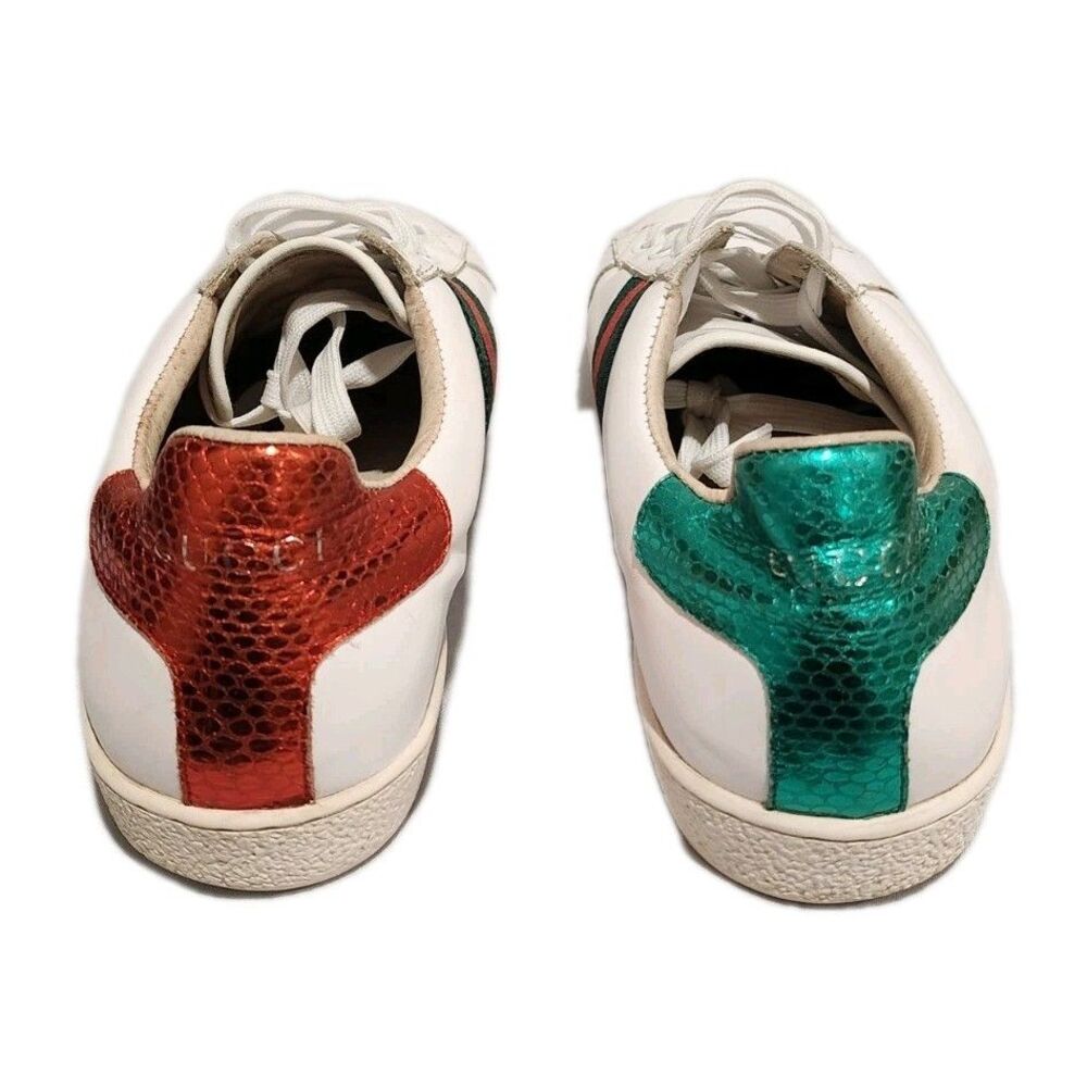 Gucci Ace Low-Top White Leather Bumblebee Sneakers White 40EU/8US Wom/6.5US Men - Picture 14 of 14
